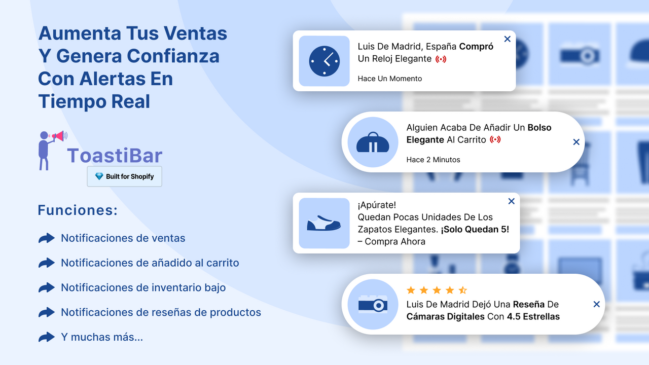 ToastiBar – Notificación de Ventas | Popup de Ventas Shopify