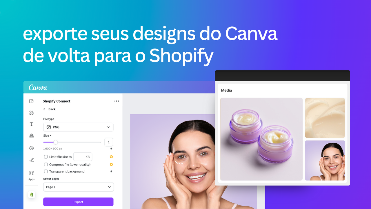 Exporte seus designs do Canva de volta para o Shopify
