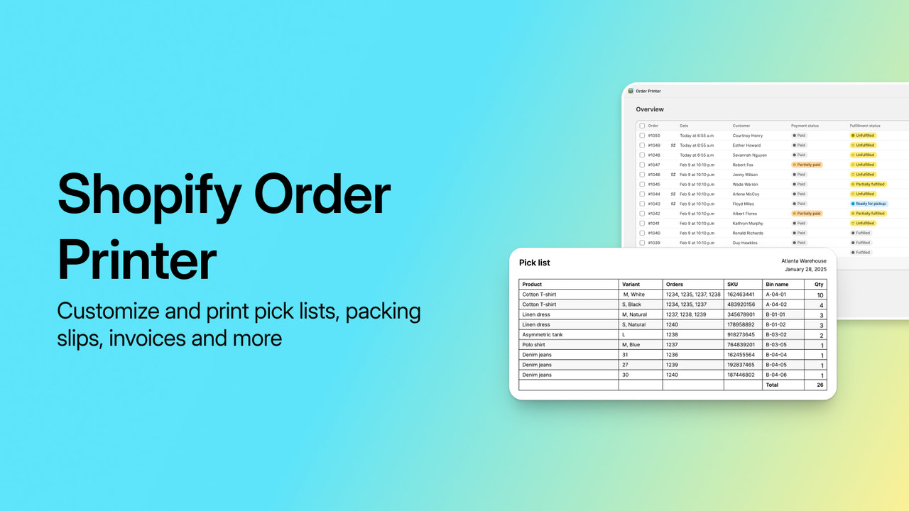 Shopify Order Printer free and easy to set up