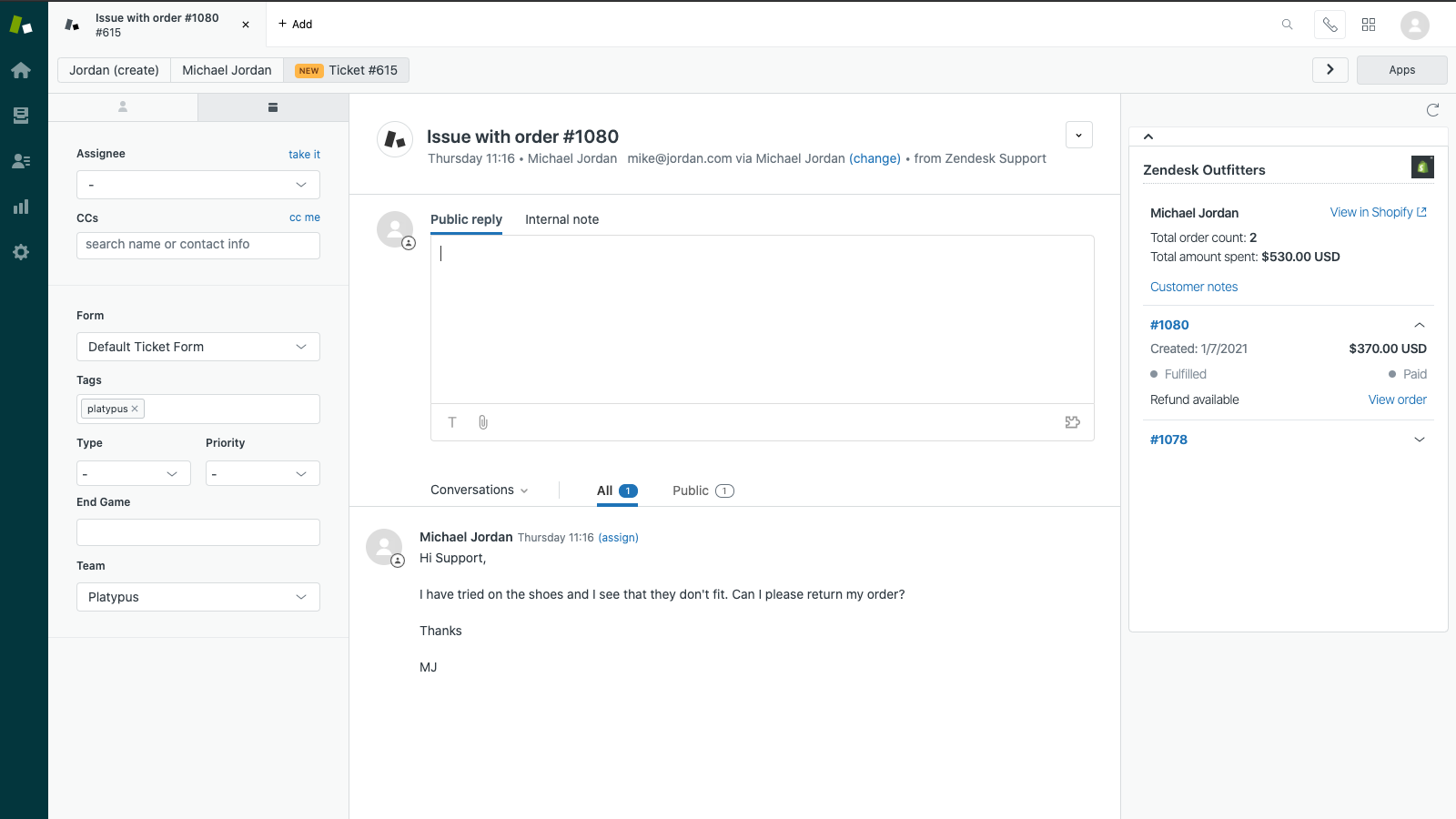 Zendesk live chat for Shopify