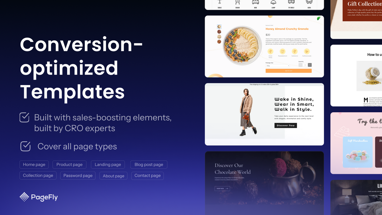 pagefly free templates to build shopify website