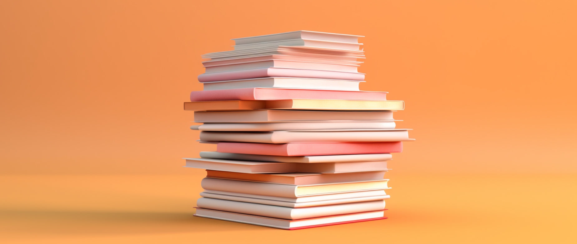 A stack of books against a yellow gradient background.
