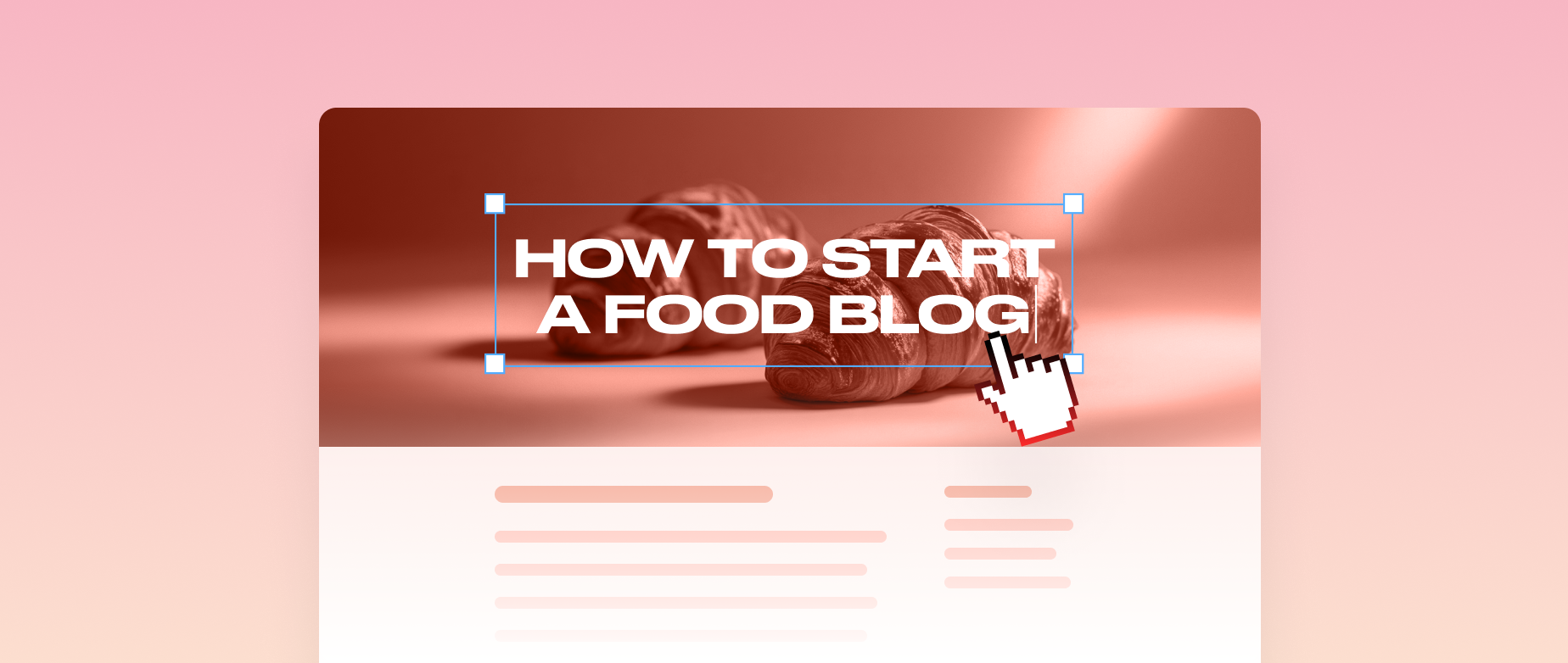 Website builder with header image of two croissants