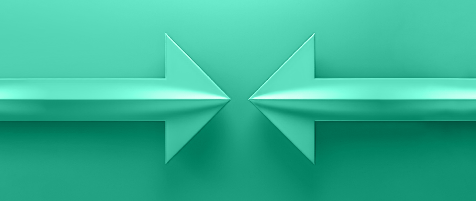 two arrows points at each other on a green background