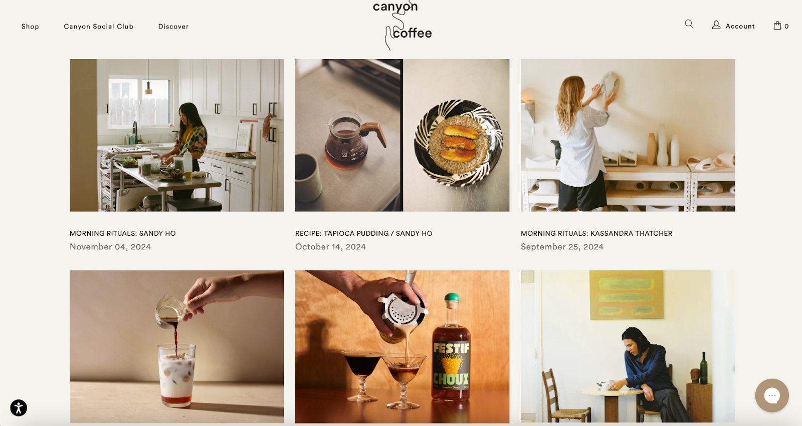 Canyon Coffee's blog features a series called Morning Rituals.