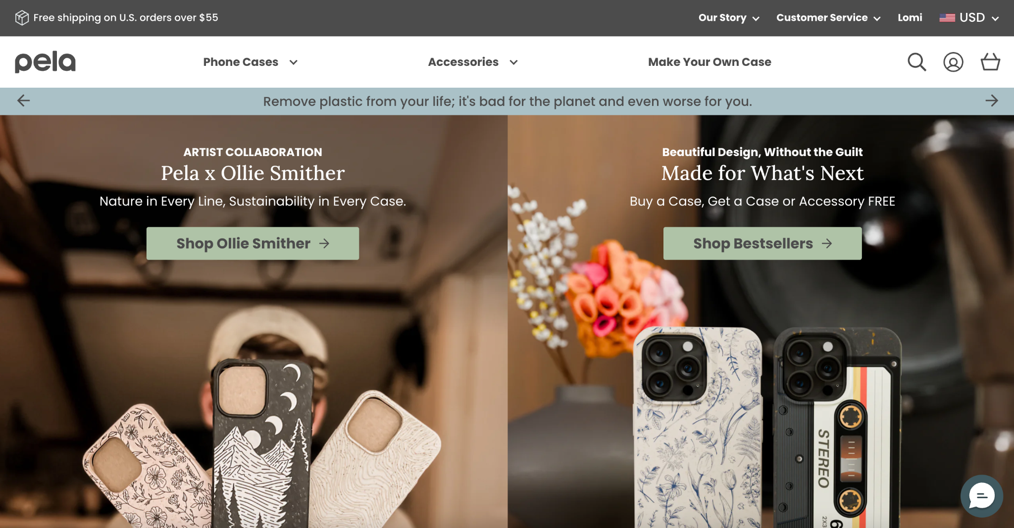 Pela phone cases with artistic nature-inspired designs.