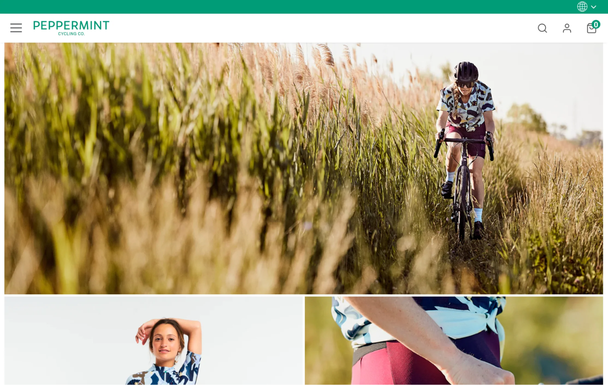 A mountain biker navigates wild terrain in bold biking gear.