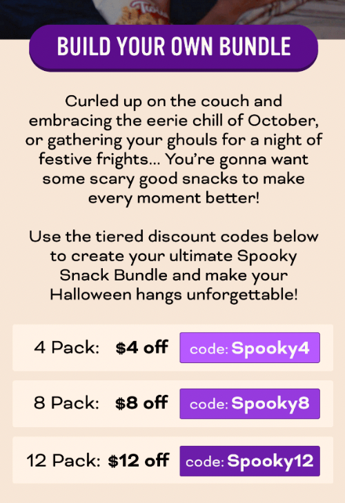 Halloween bundle offer email from Pipcorn offering three different discount codes.
