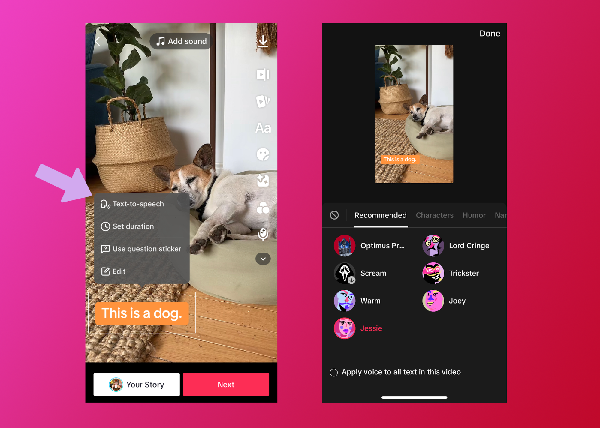 TikTok’s text-to-speech feature turns your written words into spoken narration.