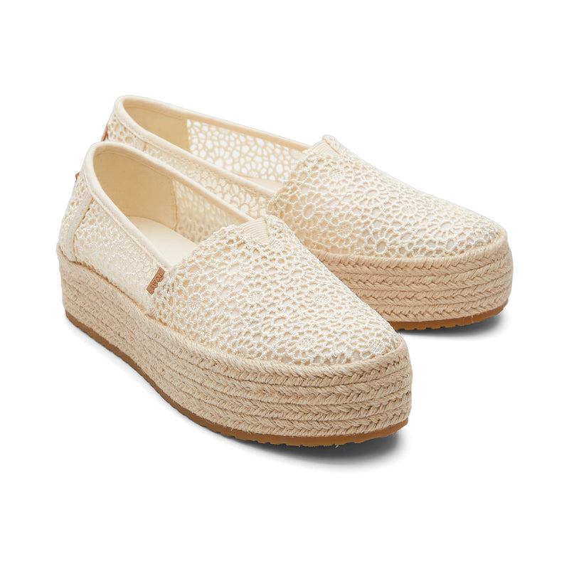 Valencia Natural Moroccan Crochet Platform Espadrille Front View