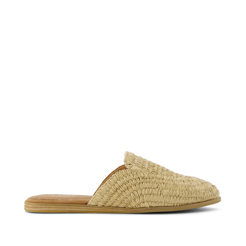 Jade Flat - Almond Raffia Side View Jade Flat - Almond Raffia Side View