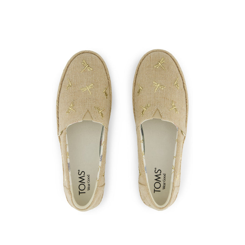 Valencia Platform Espadrille - Natural Undyed Metallic Dragonflies Top View Valencia Platform Espadrille - Natural Undyed Metallic Dragonflies Top View