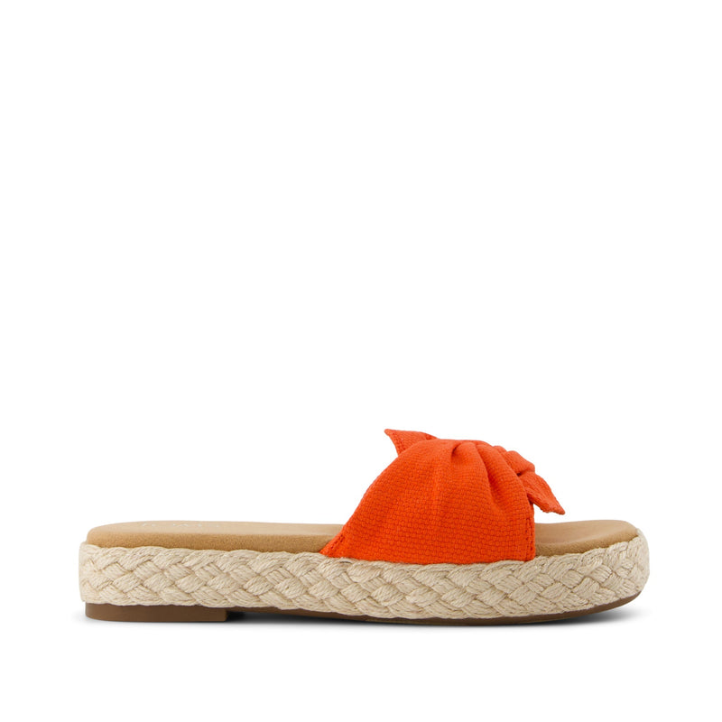 Abby Slide Flatform Espadrille Sandal - Flame Beachside Woven Side View Abby Slide Flatform Espadrille Sandal - Flame Beachside Woven Side View