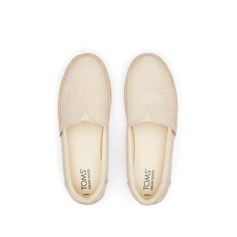 Valencia Platform Espadrille - Natural Undyed Metallic Linen Stripe Top View Valencia Platform Espadrille - Natural Undyed Metallic Linen Stripe Top View