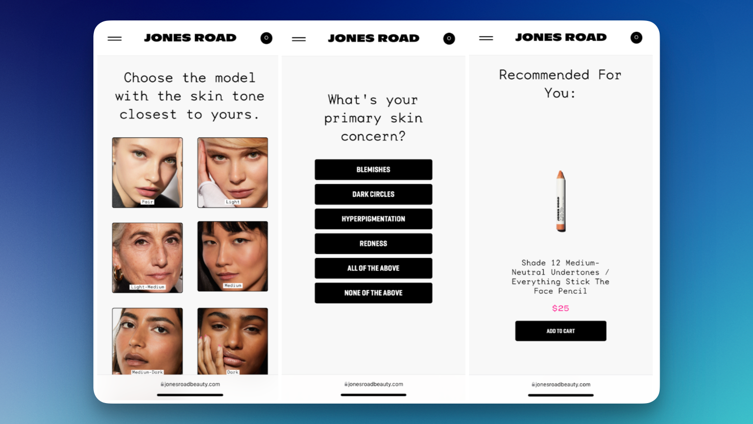 Image of Jones Road’s mobile quiz