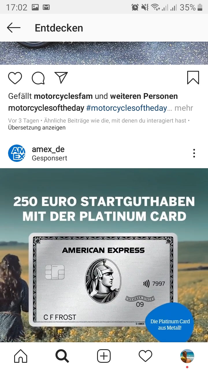 Instagram Werbung in Explore