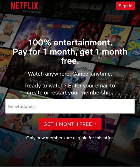 Exemple netflix tunnel de vente