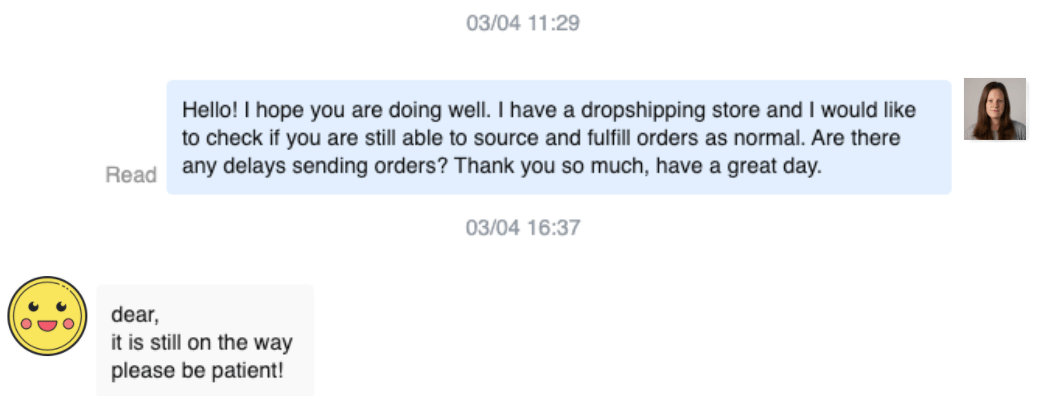 Supplier messages