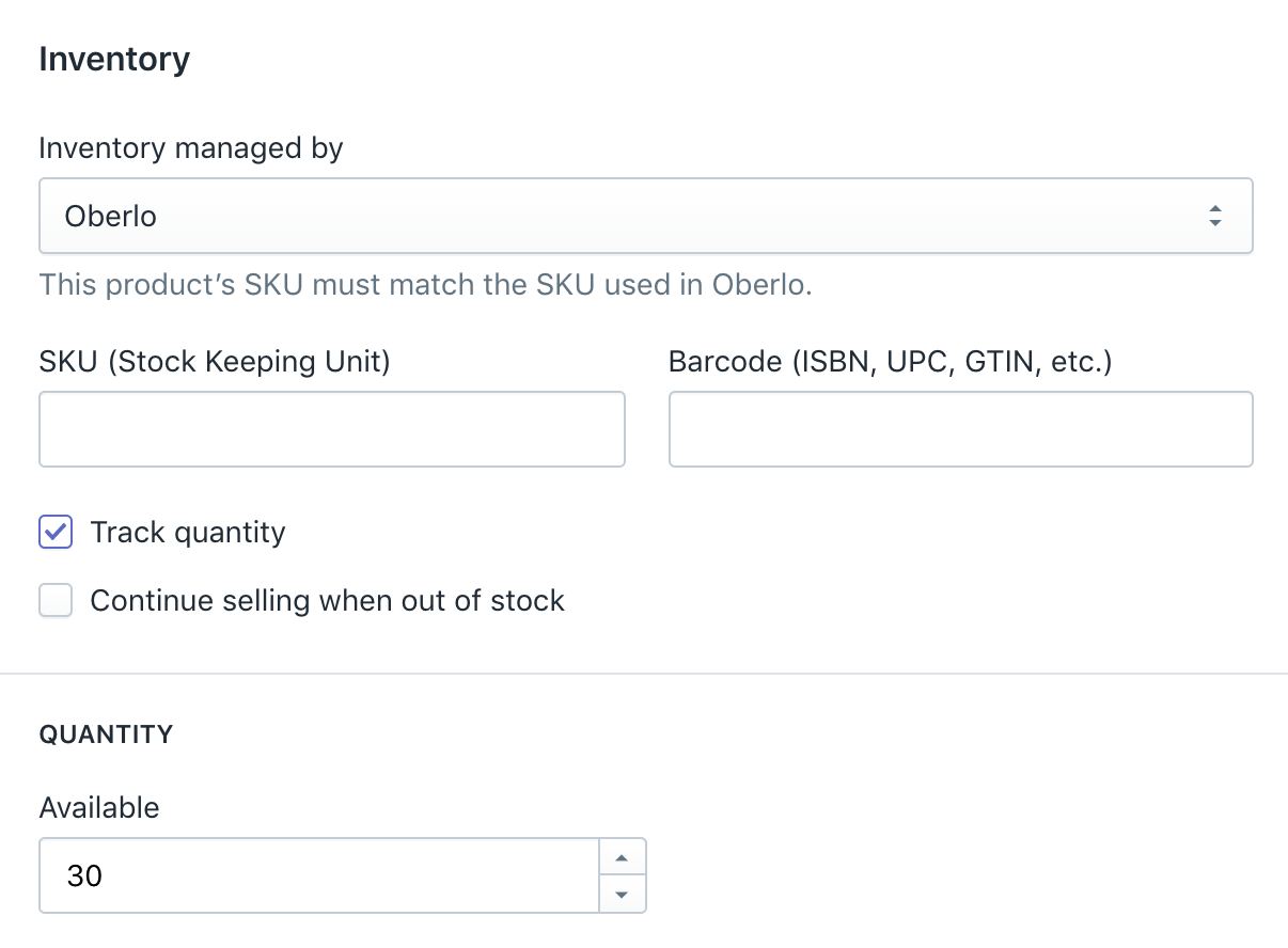 Shopify inventory