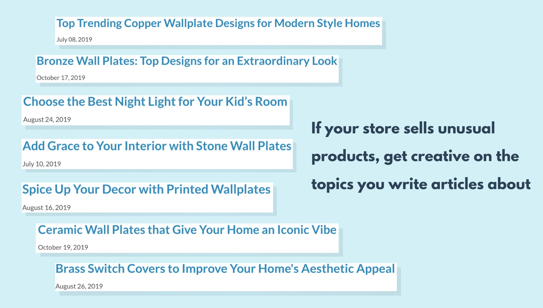 An image with seven screenshots of blog titles