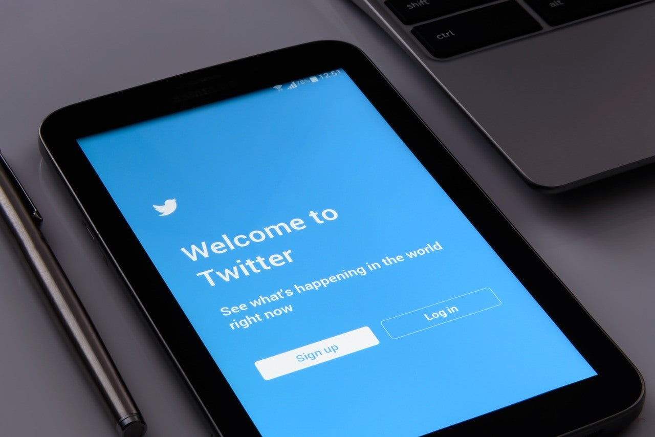 Twitter login page shown as a type of social media you can use on a smart phone