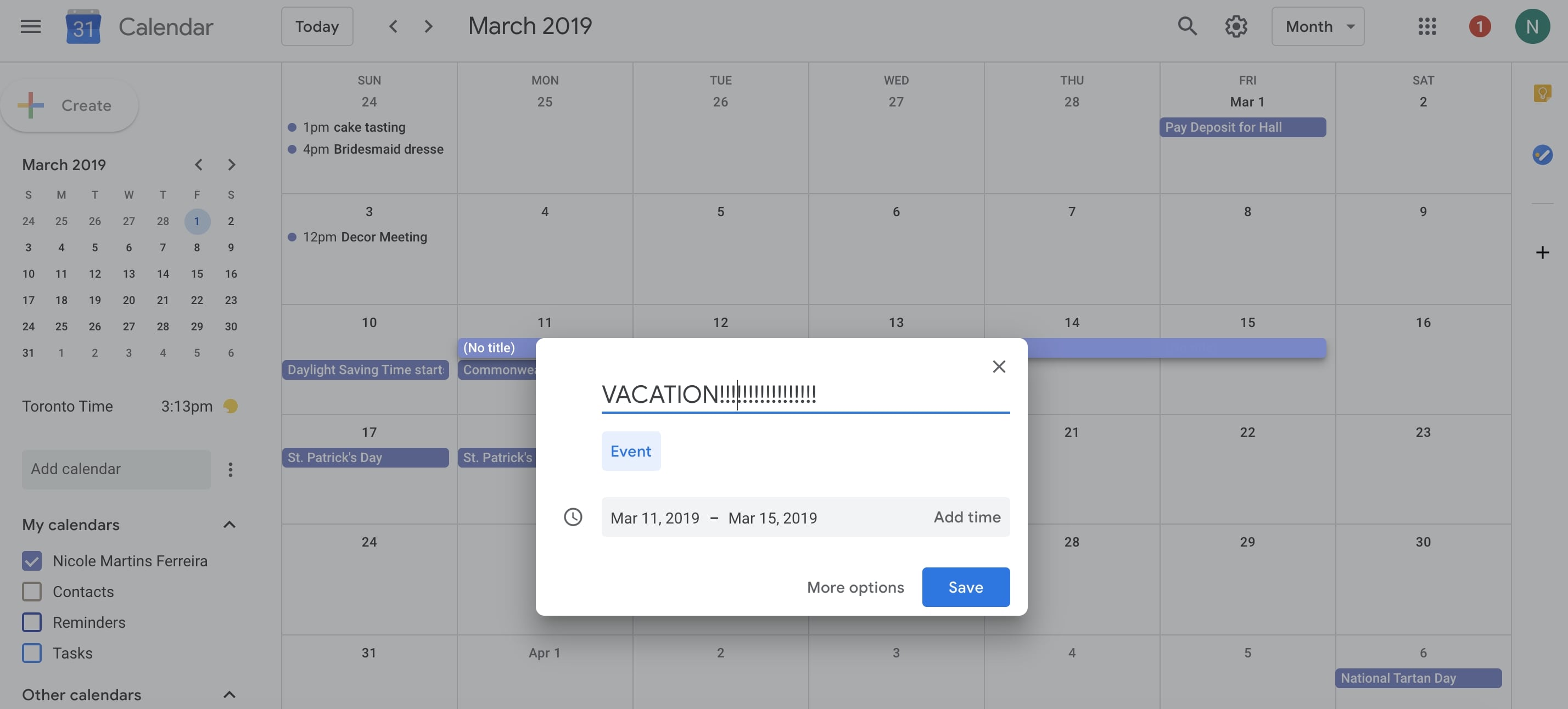 Drag and Drop Event google calendar