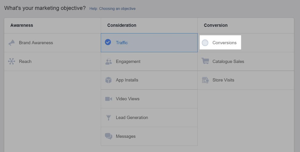 FB ads conversion objective