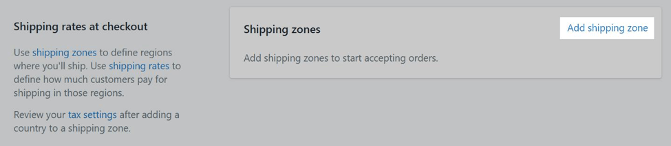 add shipping zone shopify