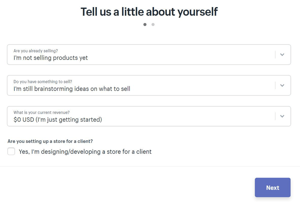Shopify store creation process