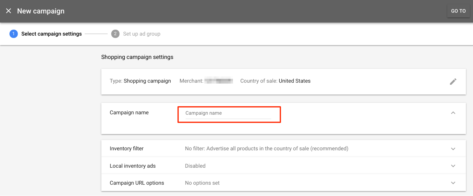 Google Shopping Campaign Name