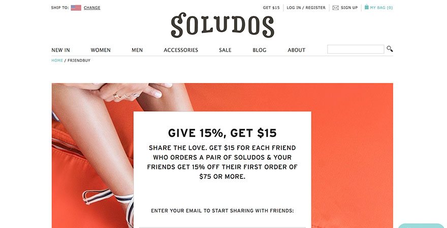 Soludos affiliate program with FriendBuy app