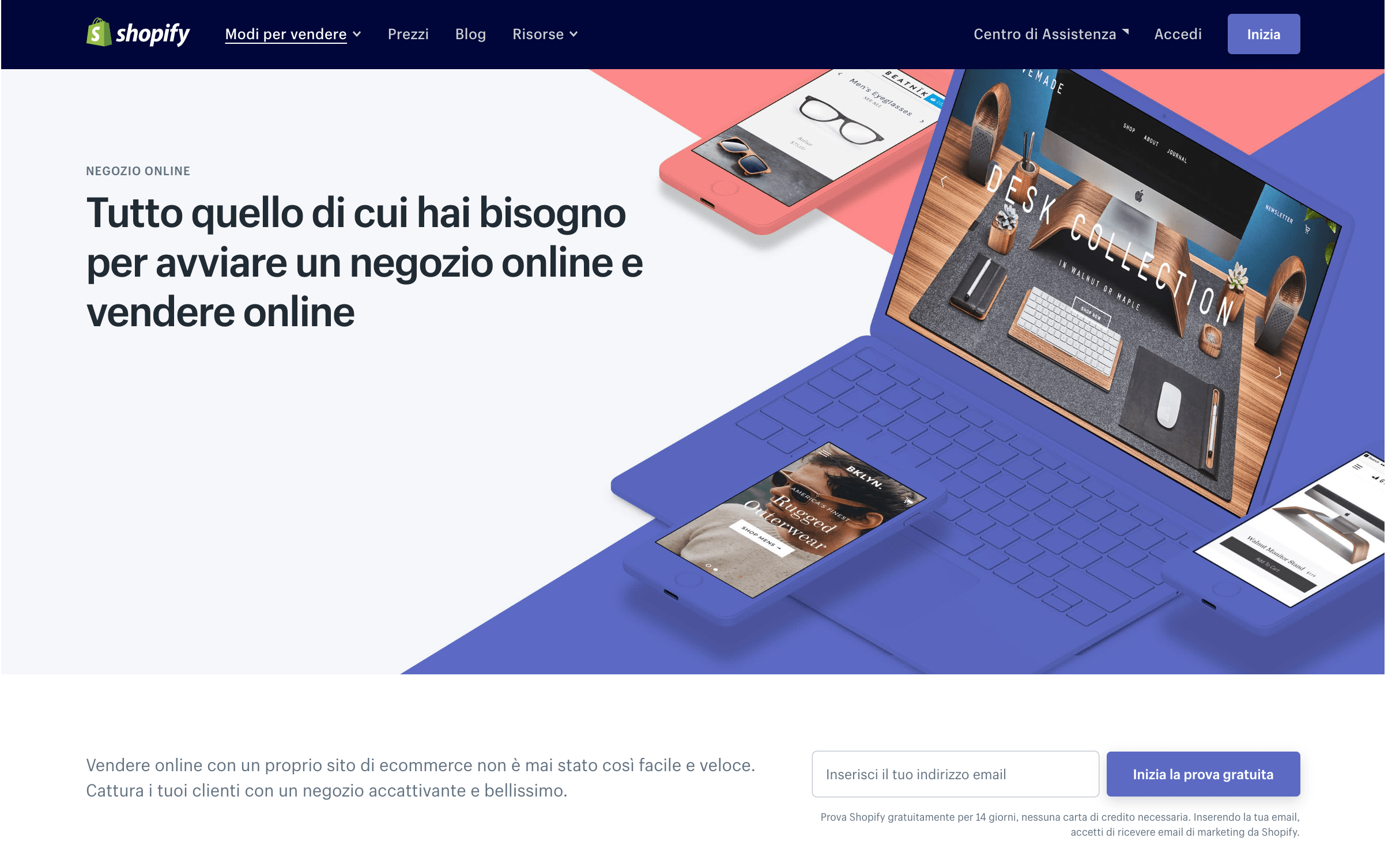 creare un sito ecommerce con shopify