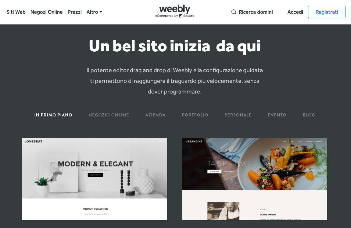 crea siti web con weebly