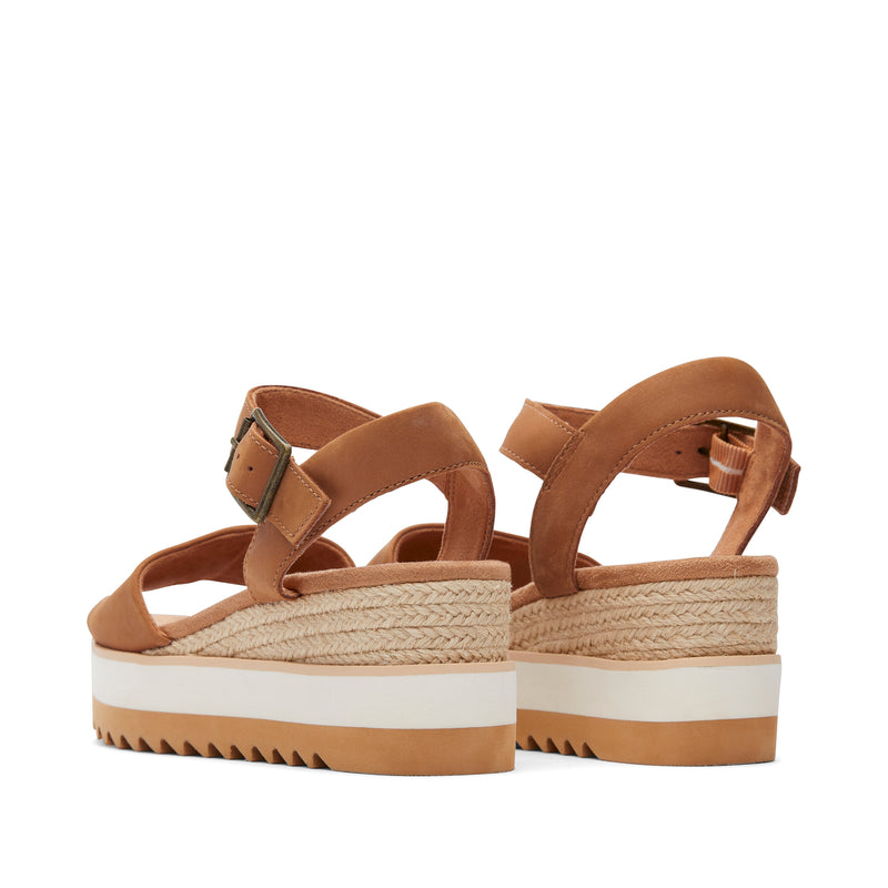 Diana Tan Leather Wedge Sandal Back View Diana Tan Leather Wedge Sandal Back View