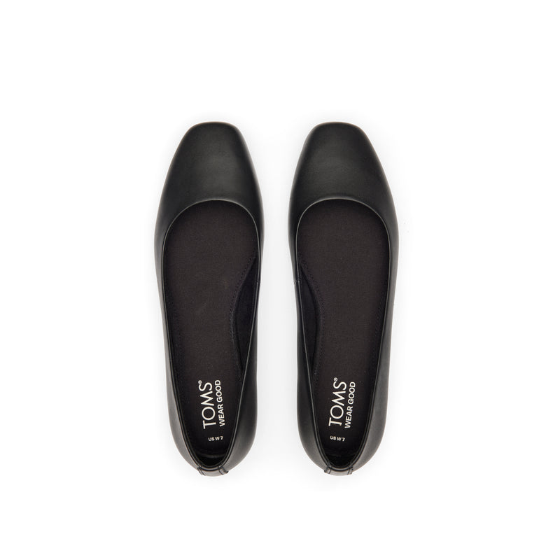 Briella Black Leather Flat Top View Briella Black Leather Flat Top View