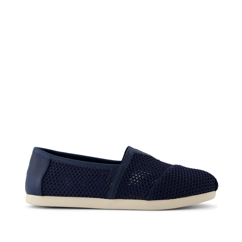 Alpargata Classic - Navy Textured Mesh and PU Trim Side View Alpargata Classic - Navy Textured Mesh and PU Trim Side View