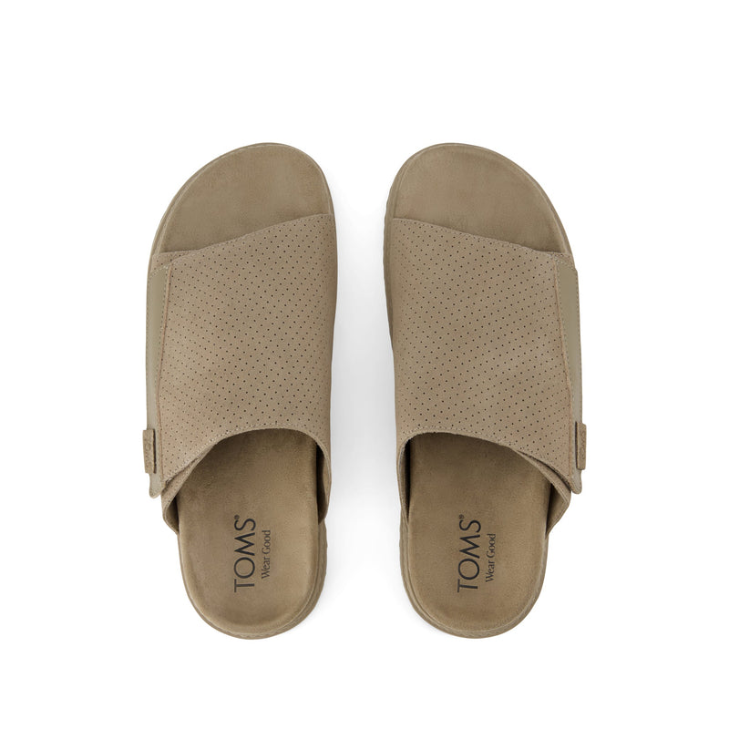 Danilo Slide Sandal - Dune Perforated Suede Top View Danilo Slide Sandal - Dune Perforated Suede Top View