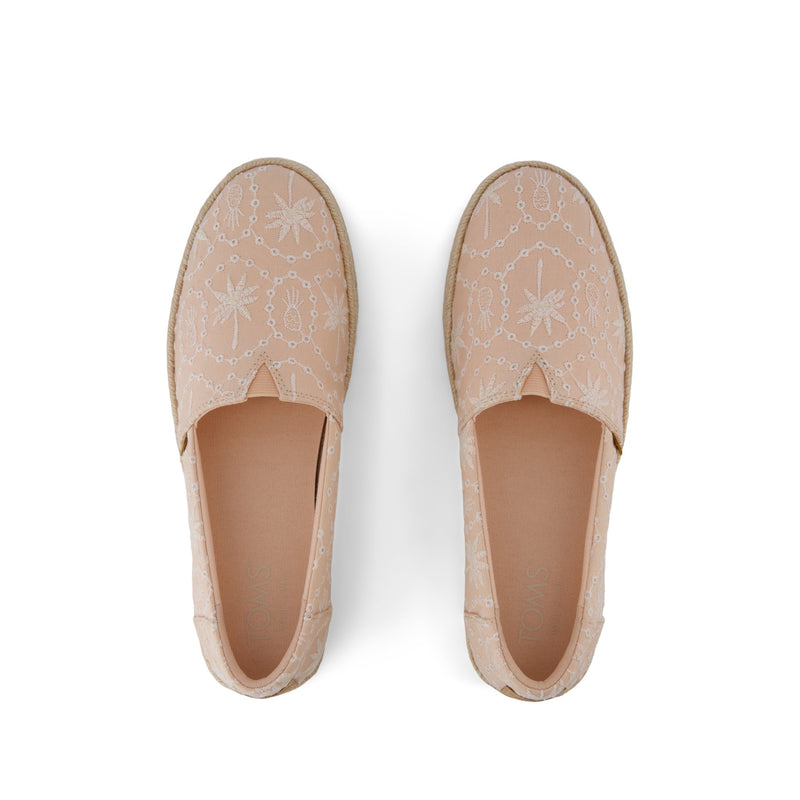 Valencia Platform Espadrille - Apricot Tropical Eyelet Top View Valencia Platform Espadrille - Apricot Tropical Eyelet Top View