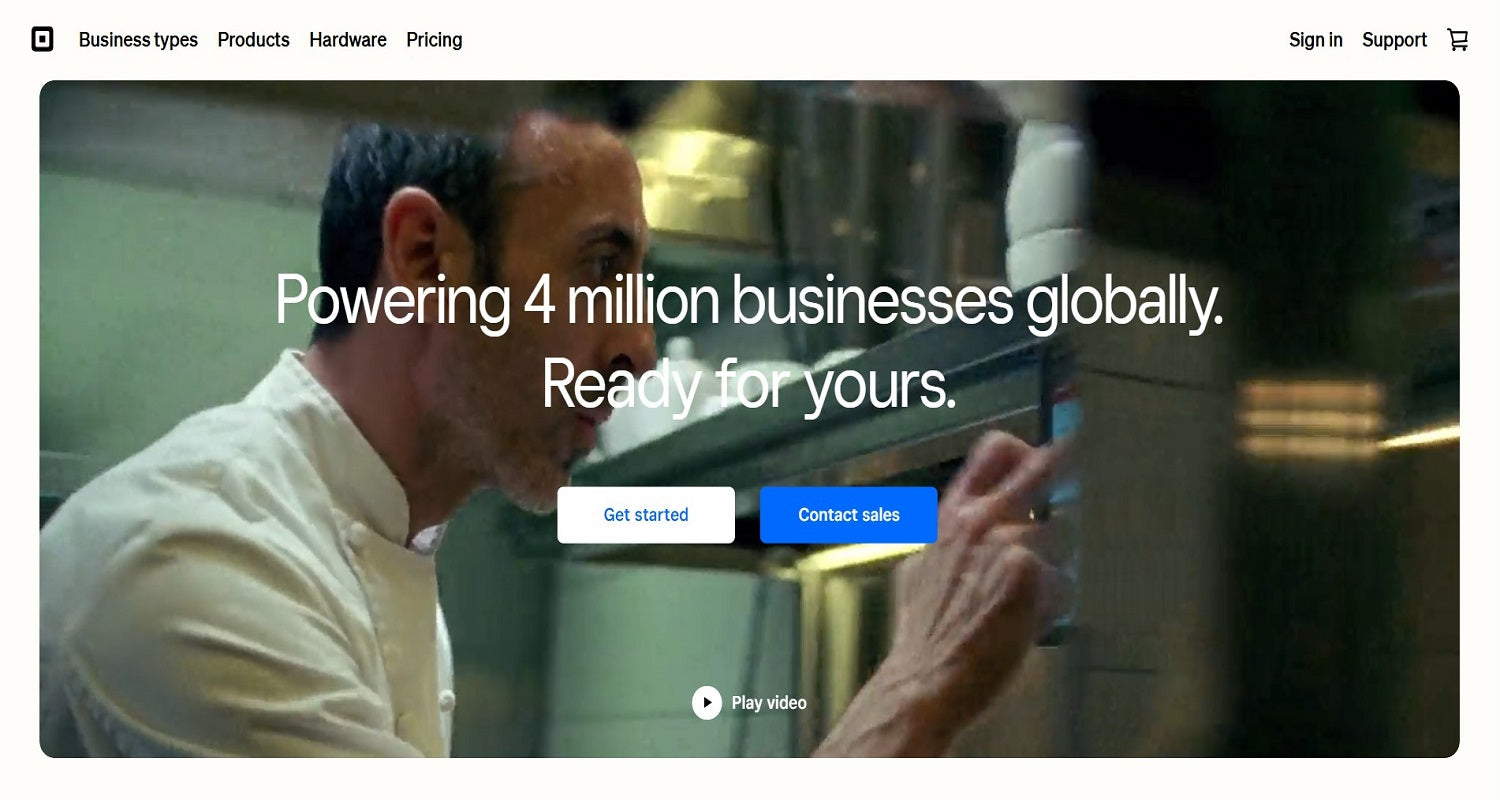 homepage della piattaforma ecommerce Square Online