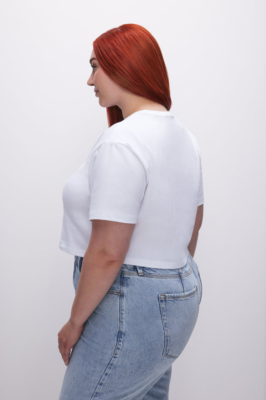 COTTON CROPPED TEE | WHITE001 View 6 - model: Size 16 |