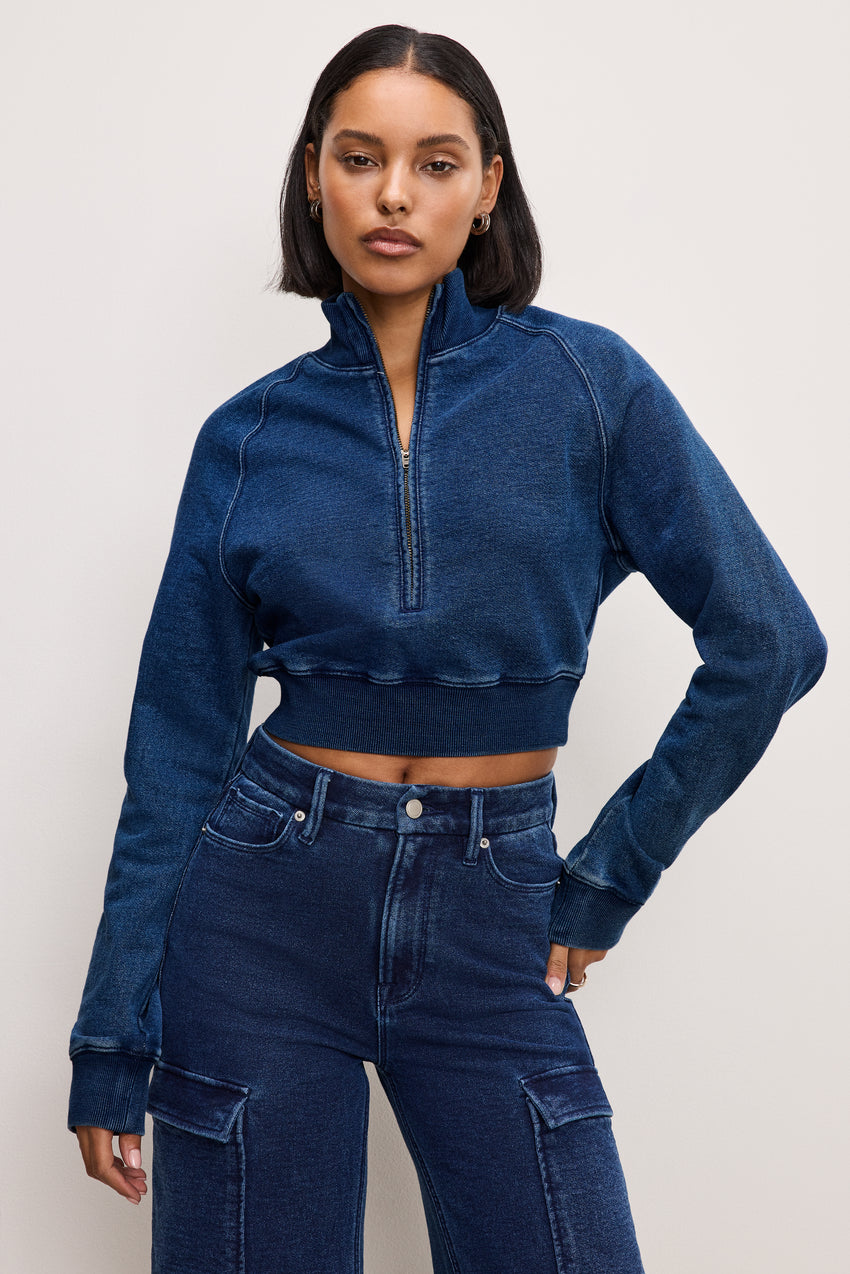 JEANIUS HALF ZIP SWEATSHIRT | INDIGO377 View 0 - model: Size 0 |