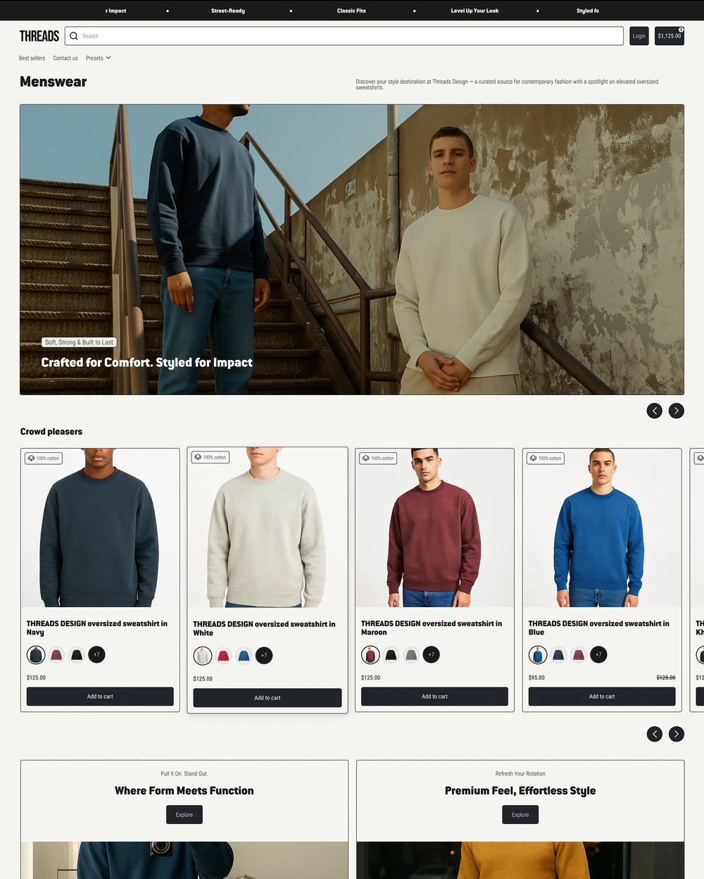 Desktop preview for Brava in the "Threads" style