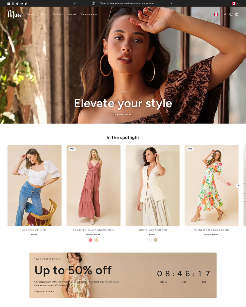 Desktop preview for Maker in the "Fashion" style